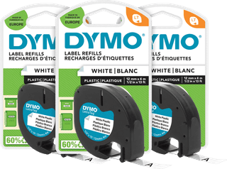 DYMO LetraTag 12mm x 4m Zwart Wit Labels 3-pack