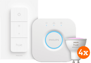 Philips Hue White and Color GU10 Starter Pack - 4 lampen + Bridge + Dimmer