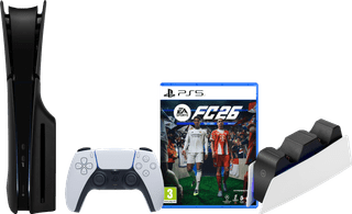 PlayStation 5 Slim Disc Edition + FC 26 + Covers Zwart + Oplaadstation