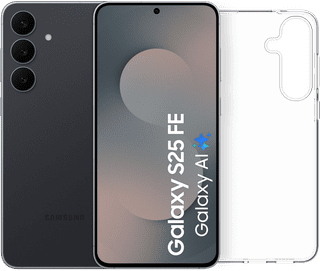 Samsung Galaxy S25 FE 128GB Black 5G + BlueBuilt Back Cover Transparent