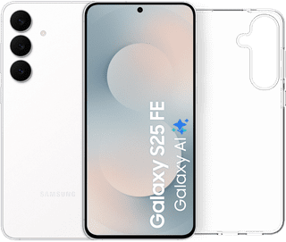 Samsung Galaxy S25 FE 128GB White 5G + BlueBuilt Back Cover Transparent