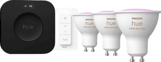 Philips Hue White and Color Starter Pack GU10 3-pack + Bridge Pro + Dimmer