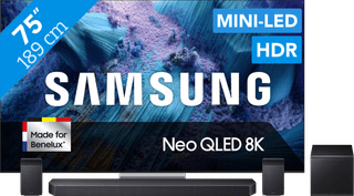 Samsung 75" Neo QLED QN990F 8K (2025) + Samsung HW-Q930F Zwart