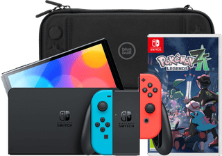 Nintendo Switch OLED Blauw/Rood + Pokémon Legends: Z-A + BlueBuilt Beschermhoes