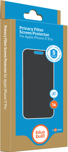 BlueBuilt Back Cover iPhone 17 Pro Zwart + Privacy Filter Screenprotector Duo Pack