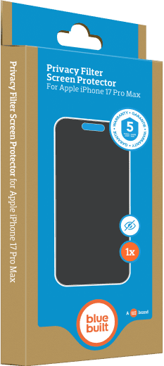BlueBuilt Protective Back Cover with MagSafe iPhone 17 Pro Max Black + BlueBuilt iPhone 17 Pro Max Privacy Screen Protector Glass
