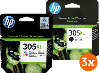 HP 305XL Inkt Cartridge 4-Kleuren Bundel (3 stuks)