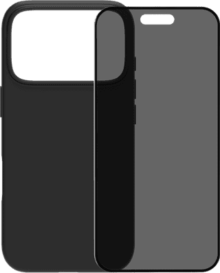 BlueBuilt Back Cover iPhone 17 Pro Zwart + BlueBuilt iPhone 17 Pro Privacy Screenprotector Glas