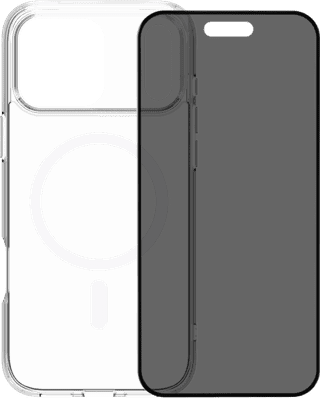 BlueBuilt Protective Back Cover met MagSafe iPhone 17 Pro Max Transparant + BlueBuilt iPhone 17 Pro Max Privacy Screenprotector Glas