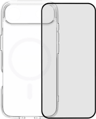 BlueBuilt Protective Back Cover with MagSafe iPhone 17 Air Transparent + BlueBuilt iPhone 17 Air Screen Protector Glass