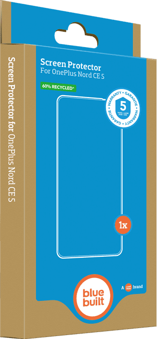 BlueBuilt OnePlus Nord CE 5 Back Cover Transparent + Screen Protector Glass Duo Pack