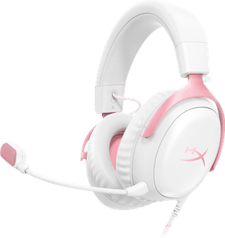 HyperX Cloud III Wired Gaming Headset - White/Pink (PC, PS5, Xbox Series X|S)