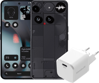 Nothing Phone (3) 256GB Zwart 5G + BlueBuilt Oplader met Usb C Poort 45W Wit