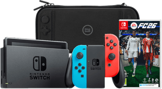 Nintendo Switch Red/Blue + EA Sports FC 26 + BlueBuilt Travel Case