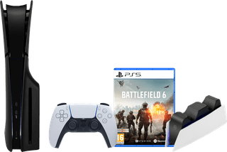 PlayStation 5 Slim Disc Edition + Battlefield 6 + Covers Zwart + Oplaadstation