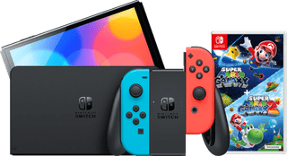 Nintendo Switch OLED Blauw/Rood + Super Mario Galaxy 1+2