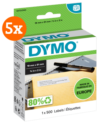 DYMO Removable Label 19x51mm 500 Units 5-pack