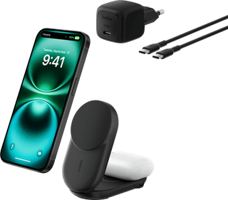 Belkin UltraCharge 2-in-1 MagSafe Draadloze Oplader met Standaard Qi2 25W Zwart