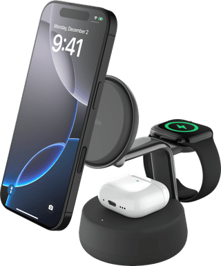 Belkin UltraCharge 3-in-1 MagSafe Wireless Charger with Stand Qi2 25W Black