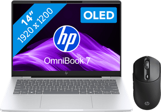 HP OmniBook 7 OLED Copilot+ PC 14-fr0970nd + HP 700 Oplaadbare Draadloze Muis