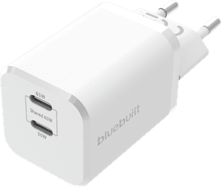 BlueBuilt Power Delivery Charger with 2 USB-C Ports 65W White