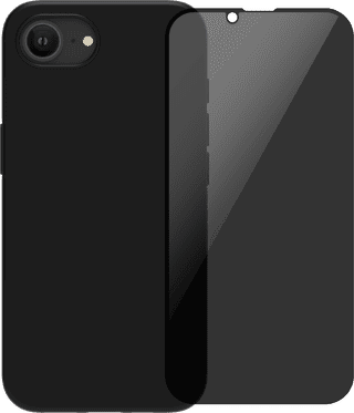 BlueBuilt Back Cover iPhone 16e Black + Privacy Filter Screen Protector Glass