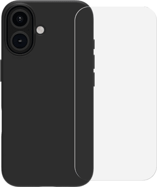 BlueBuilt Back Cover iPhone 16 Zwart + Screenprotector Glas