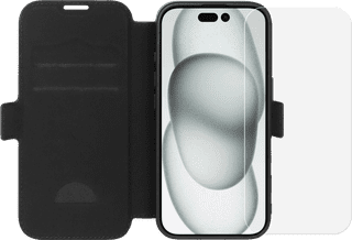 BlueBuilt Apple iPhone 16 Book Case Leer Zwart + Screenprotector Glas