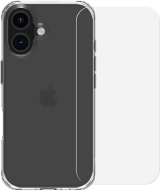 BlueBuilt Protective Back Cover iPhone 16 Transparant + Screenprotector Glas