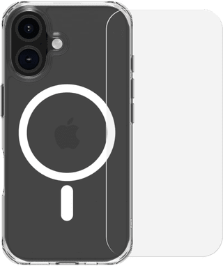 BlueBuilt Protective Back Cover met MagSafe iPhone 16 Transparant + Screenprotector Glas