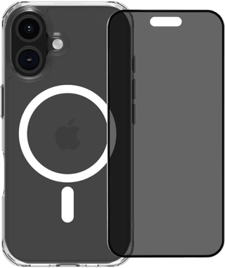 BlueBuilt Protective Cover met MagSafe iPhone 16 Transparant + Privacy Screenprotector