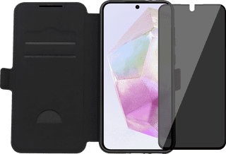 BlueBuilt Samsung Galaxy A36 Book Case Zwart + Privacy Filter Screenprotector Glas