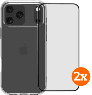 BlueBuilt Protective Back Cover iPhone 17 Pro Max Transparant + Screenprotector Duo Pack