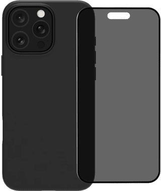 BlueBuilt Back Cover iPhone 16 Pro Black + Privacy Filter Screen Protector Glass