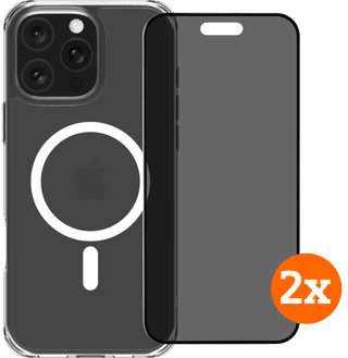 BlueBuilt Protective Cover MagSafe iPhone 16 Pro Max + Privacy Screenprotector Duo Pack