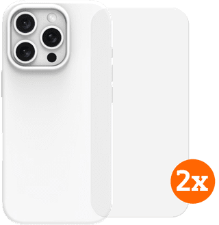 BlueBuilt Back Cover iPhone 16 Pro Wit + Screenprotector Glas Duo Pack