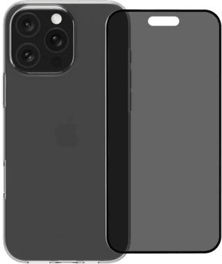 BlueBuilt Back Cover iPhone 16 Pro Max Transparant + Privacy Filter Screenprotector Glas