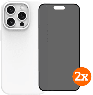 BlueBuilt Back Cover iPhone 16 Pro Wit + Privacy Filter Screenprotector Glas Duo Pack