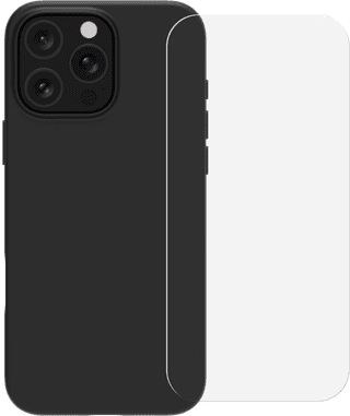 BlueBuilt Back Cover iPhone 16 Pro Max Zwart + Screenprotector Glas