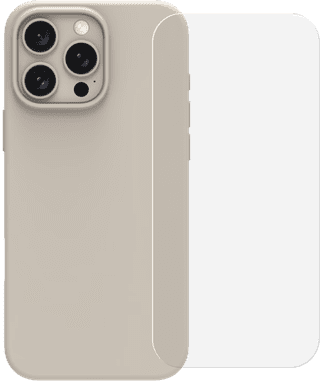BlueBuilt Back Cover iPhone 16 Pro Max Beige + Screenprotector Glas