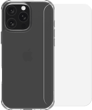 BlueBuilt Protective Back Cover iPhone 16 Pro Max Transparant + Screenprotector Glas