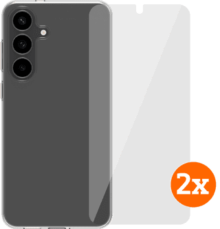 BlueBuilt Samsung Galaxy S25 FE Back Cover Transparent + Screen Protector Glass Duo Pack