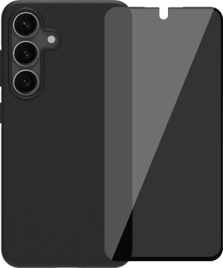BlueBuilt Samsung Galaxy S25 Back Cover Black + BlueBuilt Privacy Screen Protector Glass