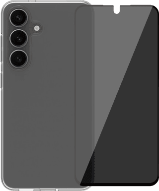 BlueBuilt Samsung Galaxy S25 Back Cover Transparent + Privacy Screen Protector Glass