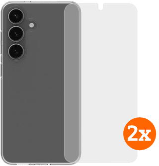 BlueBuilt Back Cover Samsung Galaxy S25 Transparent + Screen Protector Glass Duo Pack