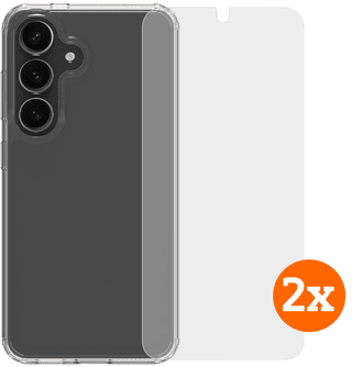 BlueBuilt Protective Back Cover Samsung Galaxy S25 Transparant + Screenprotector Duo Pack