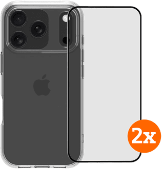 BlueBuilt Protective Back Cover iPhone 17 Pro Transparant + Screenprotector Glas Duo Pack