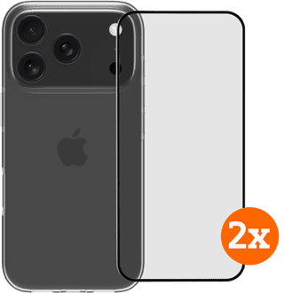 BlueBuilt Back Cover iPhone 17 Pro Transparent + Screen Protector Glass Duo Pack