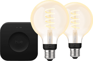 Philips Hue Filament White Ambiance Globe Duo pack + Bridge Pro