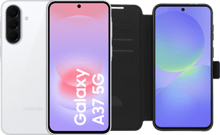 Samsung Galaxy A37 256GB Wit 5G + BlueBuilt Book Case Zwart